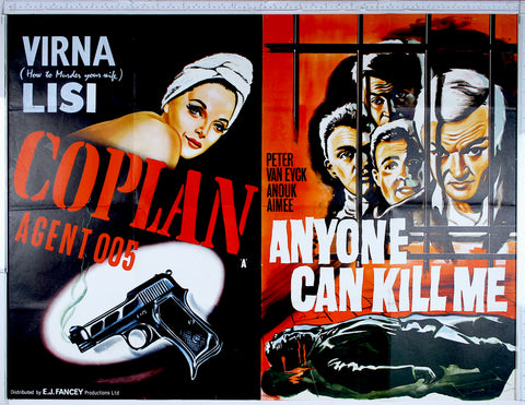 Coplan, Agent 005 / Anyone Can Kill Me (1964 / 1957) UK Quad DB Poster #New