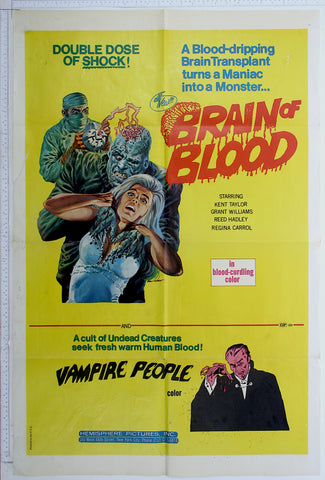 Brain of Blood / Vampire People DB (1971 / 1964) US 1 Sheet Poster #New
