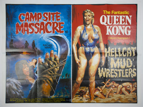Campsite Massacre / Hellcat Mud Wrestlers (Both 1983) UK Quad DB Poster #New