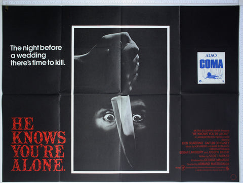 He Knows You're Alone (1980) UK Quad Poster (Style B2)