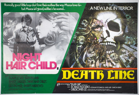 Night Hair Child / Death Line (Both 1972) UK Quad DB Poster #New