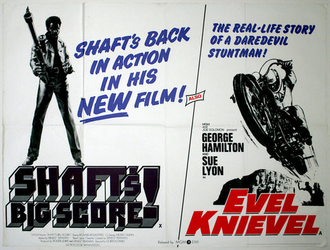 Shaft's Big Score! / Evel Knievel (1972 / 1971) UK Quad Poster #New