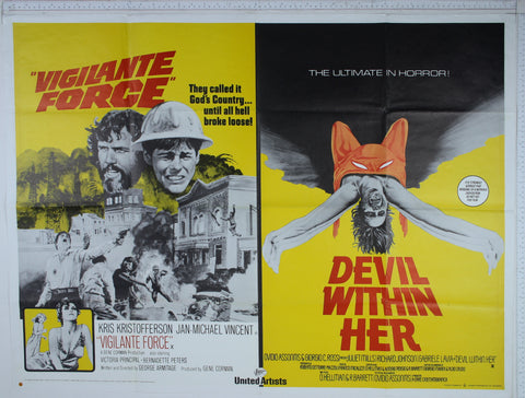 Vigilante Force / Devil Within Her (1976 / 1978) UK Quad DB Poster