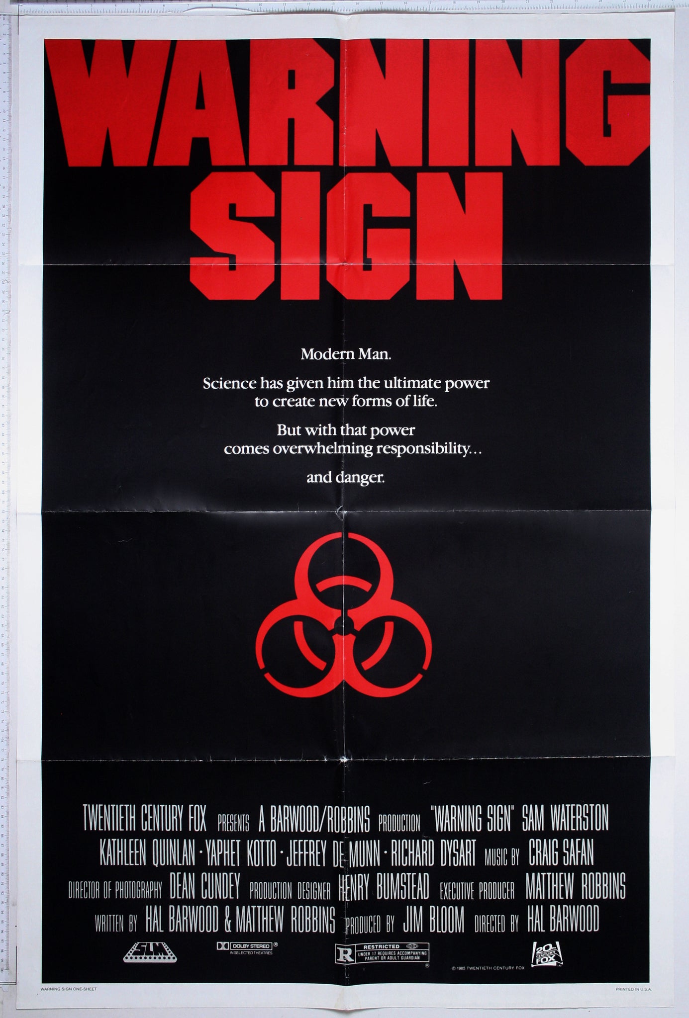 Warning Sign (1985) US 1 Sheet Poster