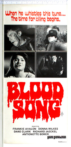 Title at bottom on blood dripping red text, with four black and white scenes above