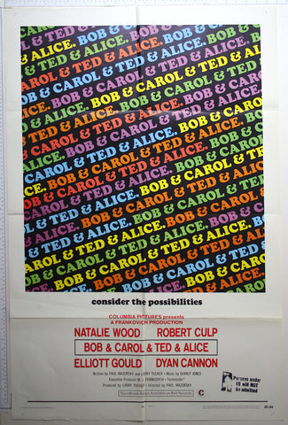 The title repeated in variously coloured type in diagonals, with credits and tagline below.