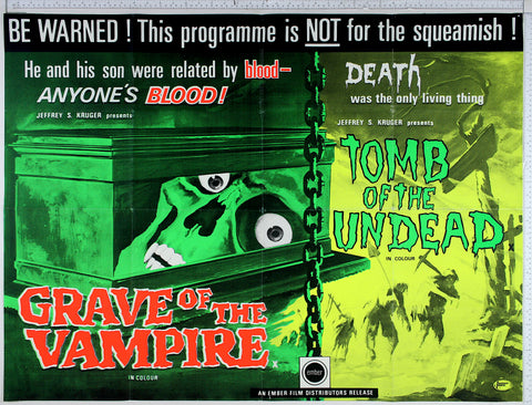Grave of the Vampire / Tomb of the Undead (Both 1972) UK Quad DB Poster #New