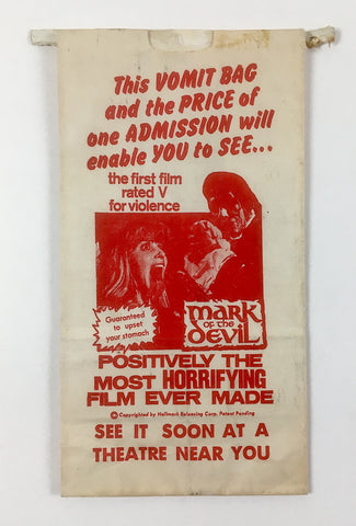 Mark of the Devil (1970) Vomit Bag Giveaway - US Miscellaneous