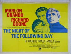On yellow ground, blue grainy photo of Brando, behind, Franklin being smothered by Boone.